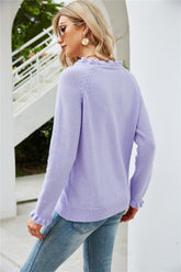 Pullover mit Raglanärmeln und Rüschenbesatz mit halben Knöpfen